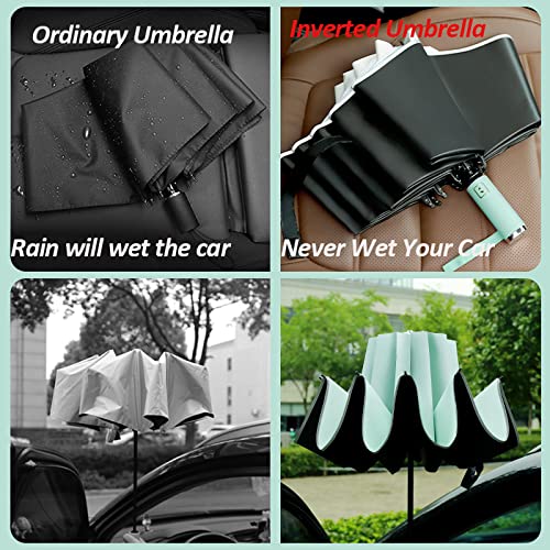 BAODINI Inverted UV Protection Umbrella for Rain and Sun Medium Size 46 inch arc Canopy UPF 50+ Rverse Compact Umbrella Auto Open Close for Travel - Image 5