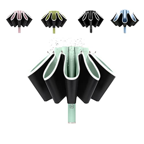 BAODINI Inverted UV Protection Umbrella for Rain and Sun Medium Size 46 inch arc Canopy UPF 50+ Rverse Compact Umbrella Auto Open Close for Travel - Image 1