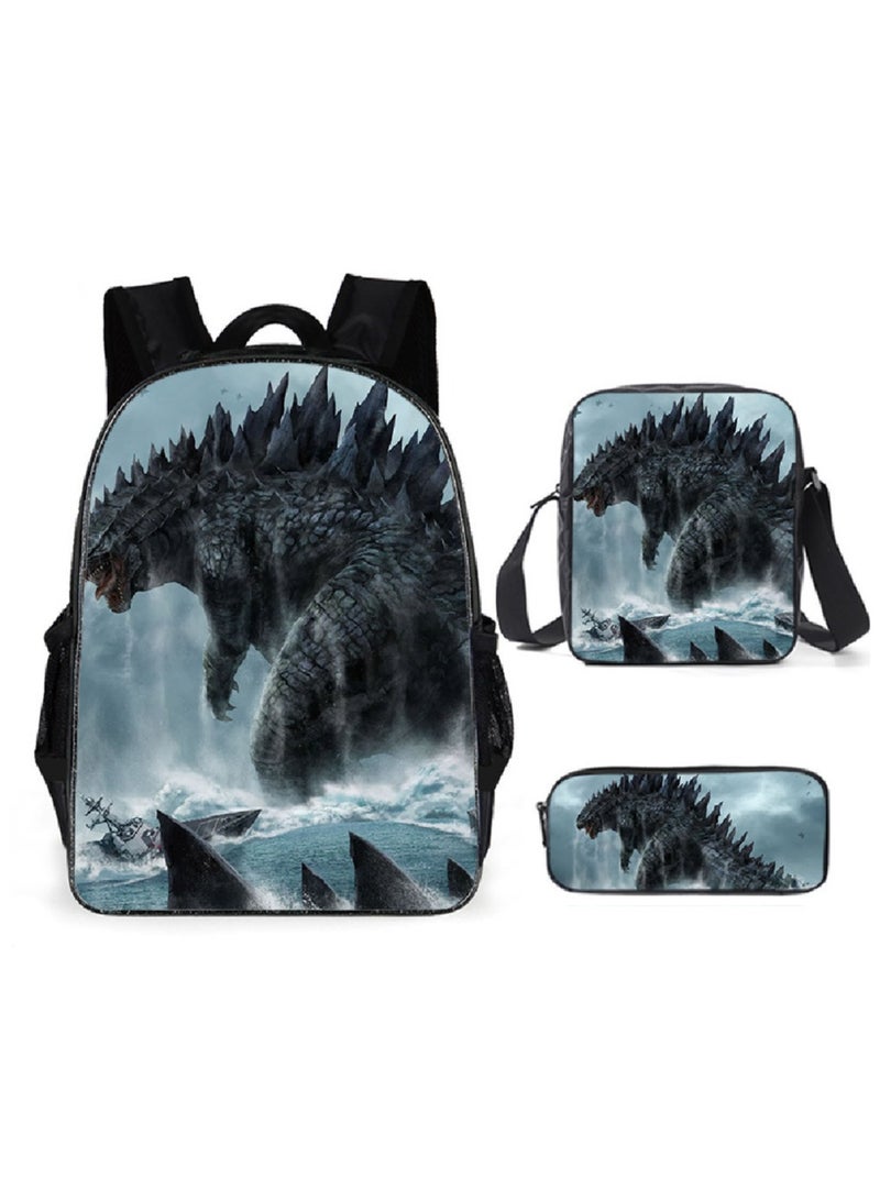 Godzilla New Godzilla Student Backpack Three-piece Set 29*16*42cm