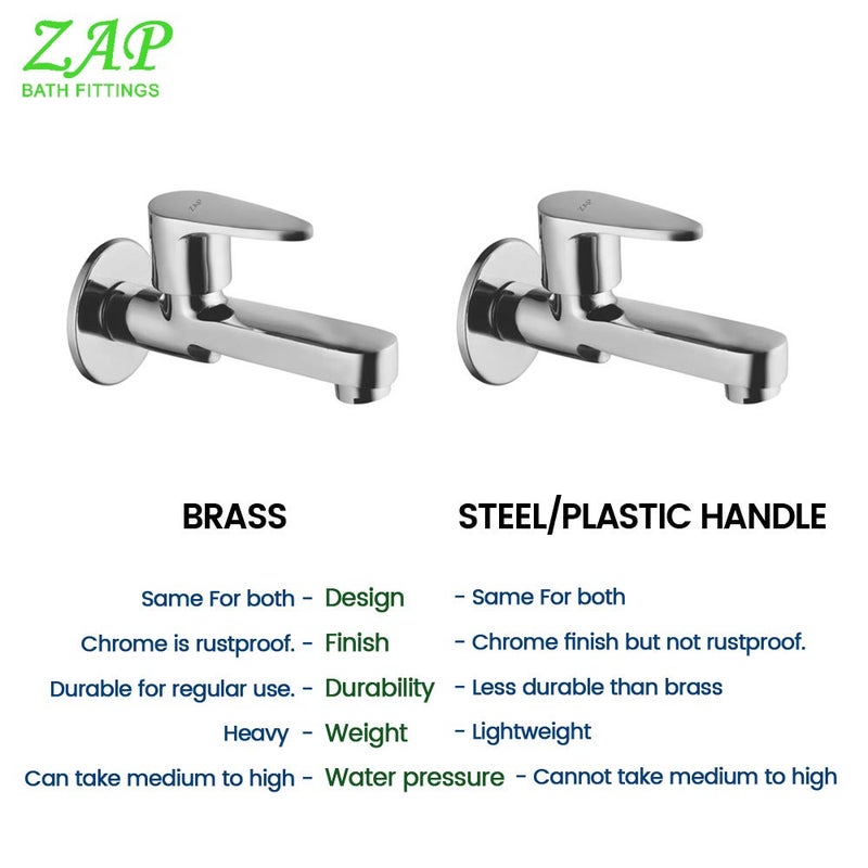 ZAP Brezza Brass Long Body Taps for Bathroom & Kitchen Sink | Chrome Plated Washroom Taps | Durable Brass Bib Cock with Wall Flange | Stylish and Rust-Resistant Tap - Image 5
