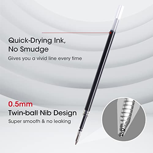 Writech Liquid Gel Pen Refills: Fine Point 0.5mm Black Ink Twin-Ball Nib Refill Multi-Compatible with Retractable Click Pens Quick Dry Smooth No Smear Smudge for Writing Sketching & Taking Notes 8ct - Image 2