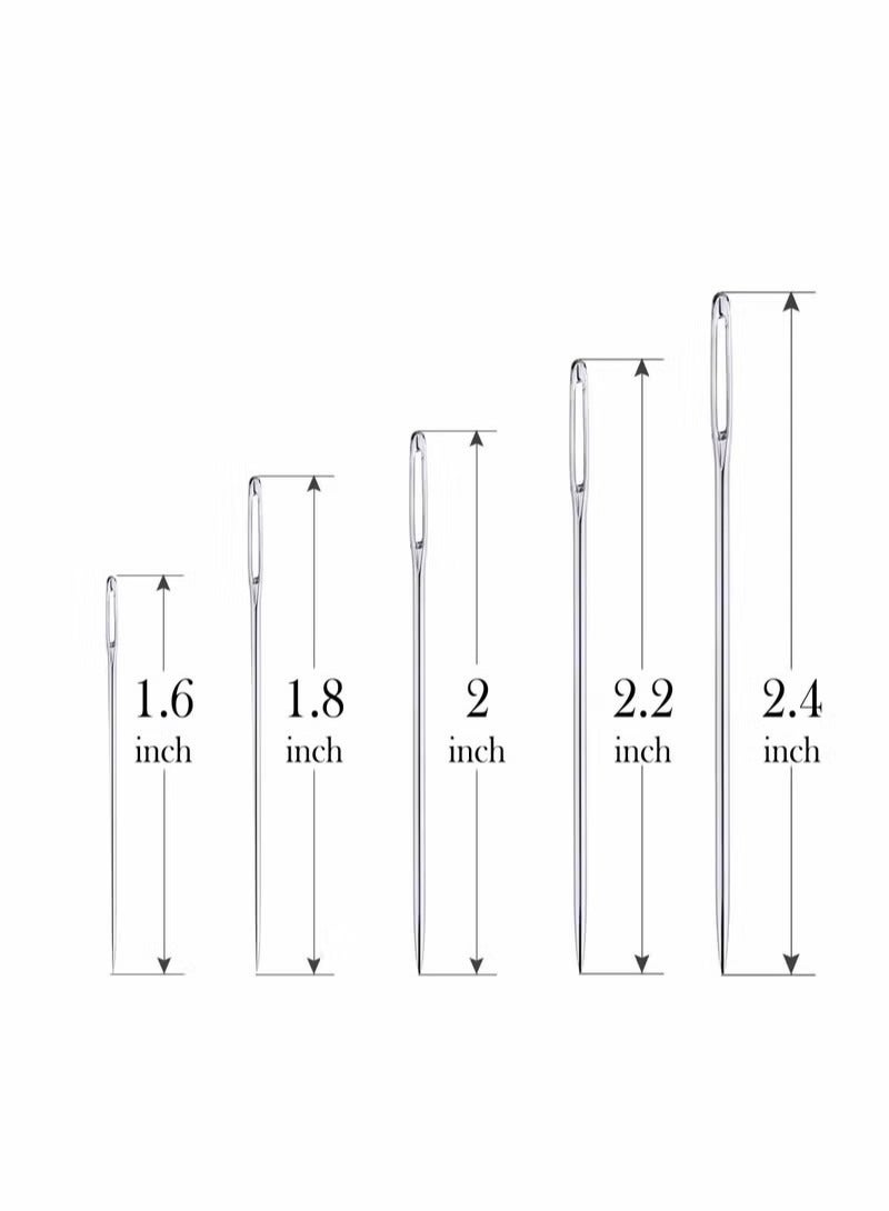 إبر عين كبيرة ، 25 قطعة إبر خياطة كبيرة للعين للخياطة اليدوية مع 5 أحجام مختلفة مع أنبوب تخزين شفاف إبر من الفولاذ المقاوم للصدأ للحرف اليدوية ، إبر مخيطة - Image 2