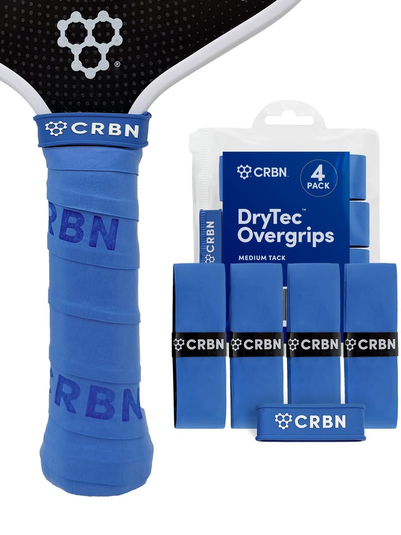 CRBN Pickleball - Drytecâ„¢ Overgrips - Pickleball Paddle Grip Tape - Absorbs Shock & Moisture - 4-Pack, Blue - Image 1