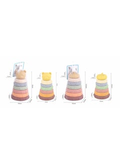 Export Of Baby Vinyl Stacking High Early Education Cognitive Soft Rubber Stacking Music Baby Stacking Ring Toys-Color:638-17 Bear Head Pumpkin Stacking Circle (mesh Bag)-Specifications:Random Colors