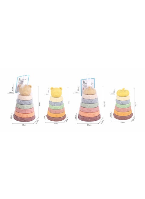 Export Of Baby Vinyl Stacking High Early Education Cognitive Soft Rubber Stacking Music Baby Stacking Ring Toys-Color:638-17 Bear Head Pumpkin Stacking Circle (mesh Bag)-Specifications:Random Colors