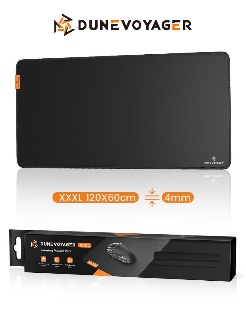 DuneVoyager M6P Pure Black Gaming Mouse Pad XXXL 1200×600×4MM – Ultra Large Full Desk Coverage Mousepad, Waterproof Extended Surface, Non-Slip Rubber Base, Smooth & Stable Control, Gift Box - Image 1