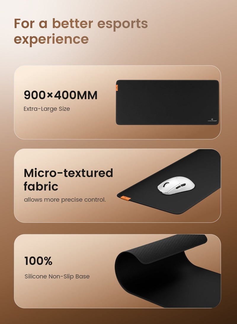DuneVoyager M6P Pure Black Gaming Mouse Pad XXXL 1200×600×4MM – Ultra Large Full Desk Coverage Mousepad, Waterproof Extended Surface, Non-Slip Rubber Base, Smooth & Stable Control, Gift Box - Image 3