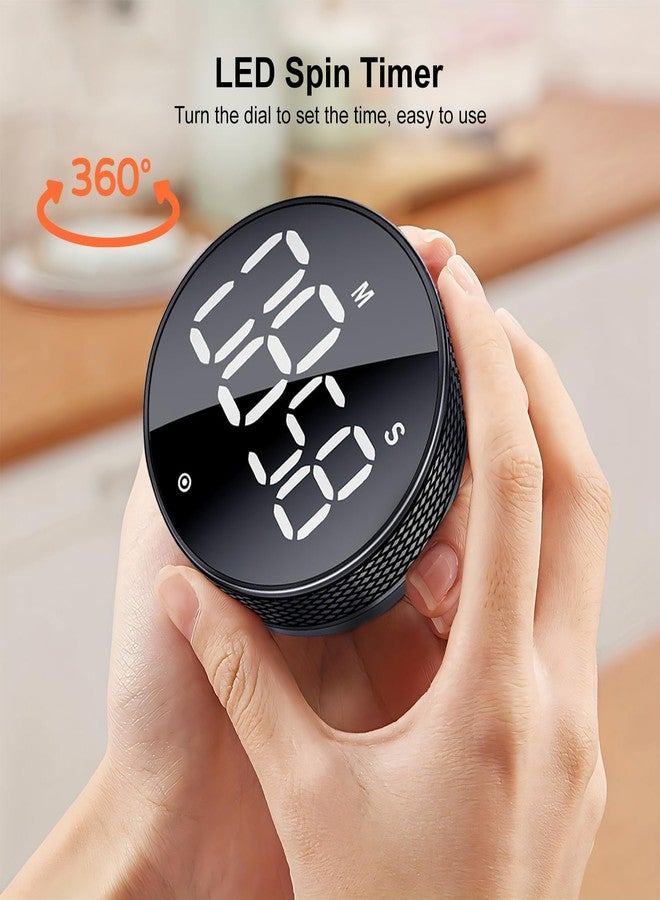 Blue Snail مؤقت مطبخ BlueSnail مع شاشة رقمية LED ذكية Efficana للمنزل والفصل الدراسي والصالة الرياضية والمكتب، مؤقت إنتاجية قابل لضبط الصوت والسطوع (أسود بالكامل) - Image 2