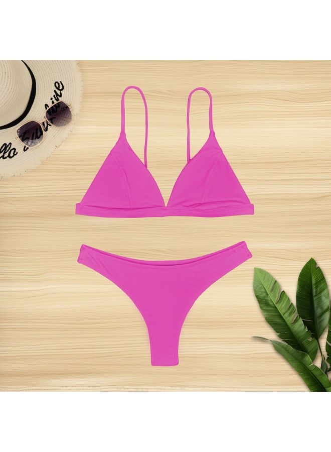 New European And American Style High-waisted High-end Solid Color Bikini Water Sports Swimsuit Women's Set