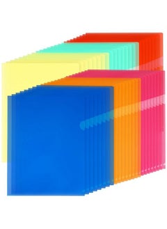 48 Pack Plastic File Folders Clear Colored Project Pockets Plastic Sleeves Ltype Documents Folder Jacket Paper Sheet Protectors For Office School Fits Letter Size 6 Assorted Colors