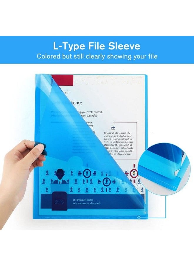 KTRIO - 48 Pack Plastic File Folders Clear Colored Project Pockets Plastic Sleeves Ltype Documents Folder Jacket Paper Sheet Protectors For Office School Fits Letter Size 6 Assorted Colors - Image 1