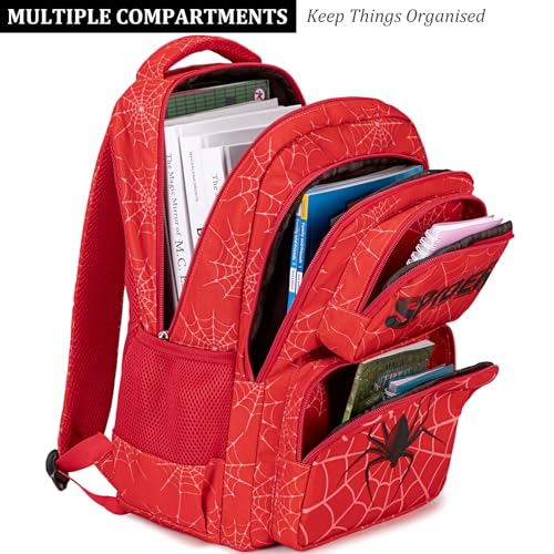JIANYA Kids Backpack for School Boys, Spider School Bag for Elementary Kids Children 3pcs Boys Backpack with Lunch Box & Pencil Case, Red - Image 2