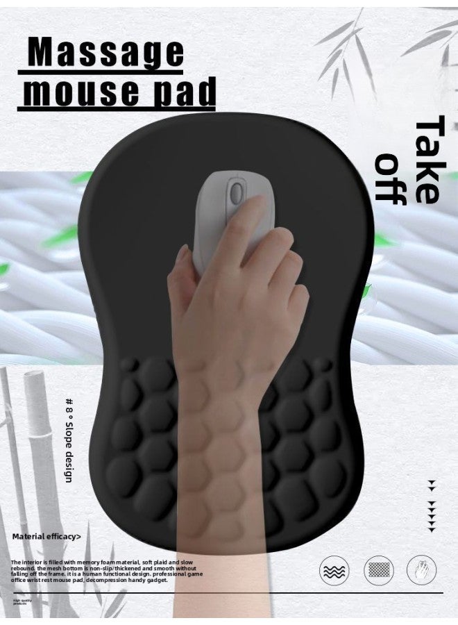 Loquat Hot 3D Wrist Mouse Pad Ergonomic Wrist Pad Silicone Soft Internet Red Massage Mouse Pad-Pattern:Pure (black) Slope Wrist Rest (200 X300x25mm)