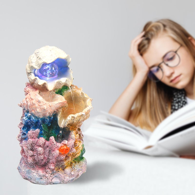 YOQUATE Tabletop Waterfall Fountain Indoor Themed Coral Seashell Tabletop Water Fountain Meditation (Ocean) - Image 5