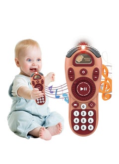 SYOSI TV Remote Control Toys Rotating Light and Sound Children's Music Early Education Learning Remote Control Toys (Pink)  - Image 1