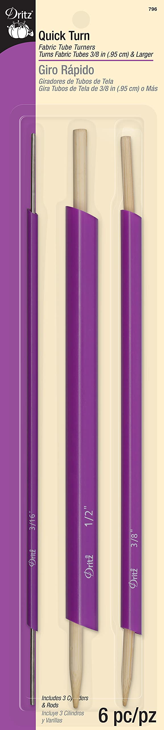 Dritz Quick Turn Fabric Tube Turners, 3 Count, Assorted Sizes - Image 3