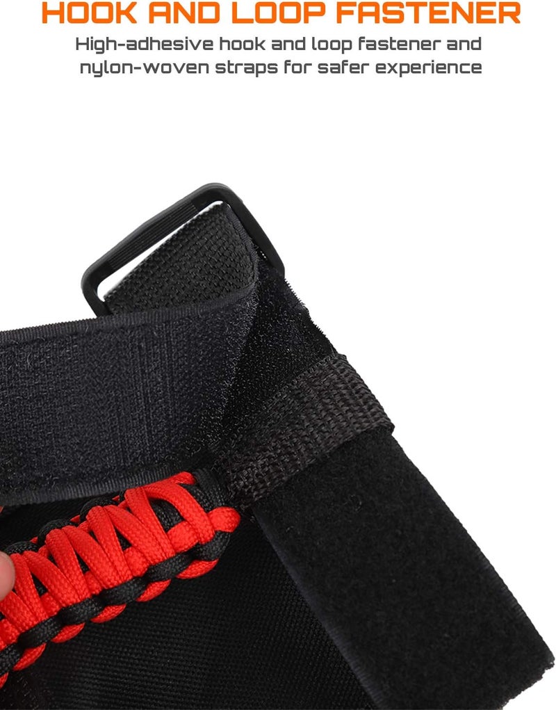 Savadicar 2 x Roll Bar Grab Handles Grip Handle for Jeep Wrangler YJ TJ JK JKU JL JLU & Gladiator JT 1987-2023, Interior Accessories, Black & Red - Image 4
