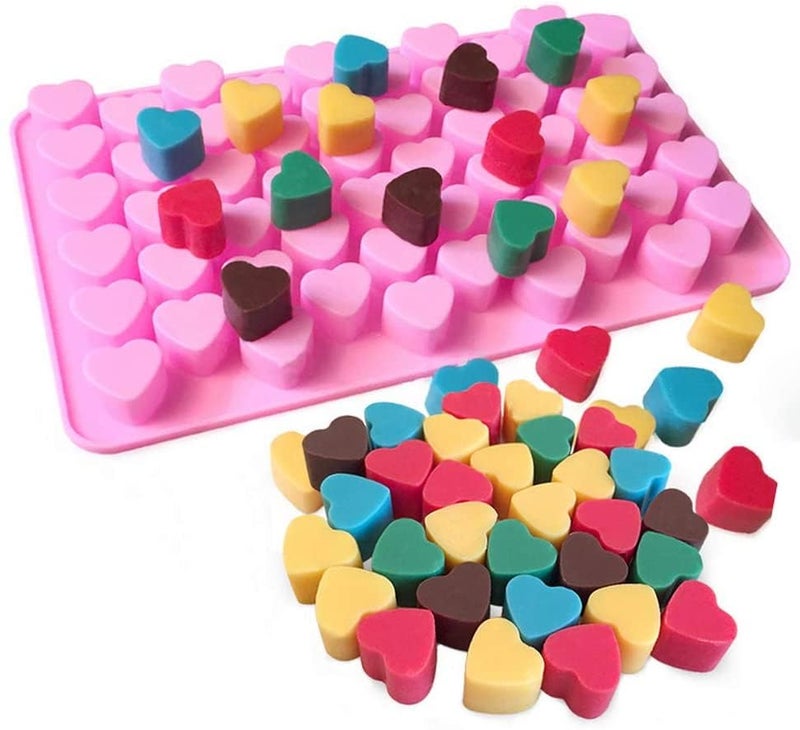 Bamutu Heart Shaped Silicone Mold for Wax Melts 2PCS 55-Cavity Heart Valentine Chocolate Silicone Mould Candy Gummy Jelly Ice Cube Tray Soap Mold - Image 3