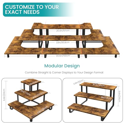 ELITEROO 3 Tier Wooden Retail Display Shelves, Portable Display Rack for Retail Counter Top Craft Shows Tradeshows, 3 Step Corner Tiered Table Display Tower Stand for Cupcake Jewelry Display - Image 3
