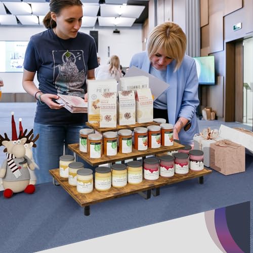 ELITEROO 3 Tier Wooden Retail Display Shelves, Portable Display Rack for Retail Counter Top Craft Shows Tradeshows, 3 Step Corner Tiered Table Display Tower Stand for Cupcake Jewelry Display - Image 5