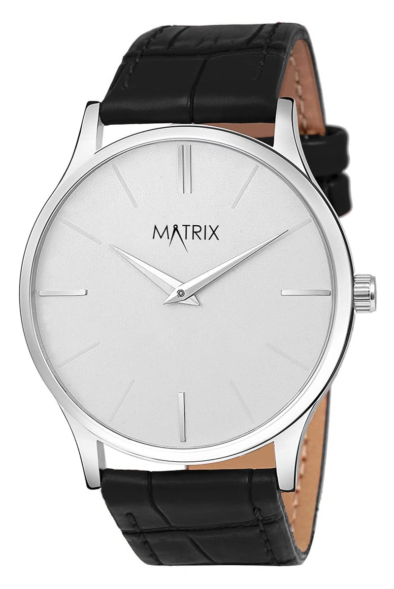 Matrix Leather Boy Duet Signature Cut Glass Analog Wrist Watch (Pack Of 2) (White - White) - Image 5