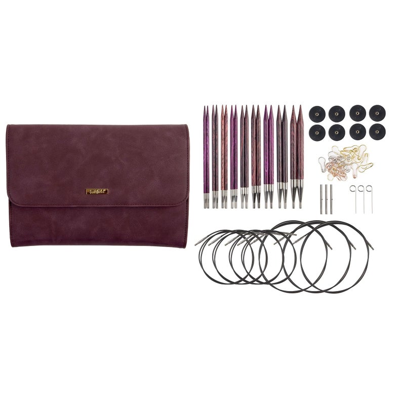 KnitPicks Knit Picks Options Wood Interchangeable Knitting Needle Set with Case and Stitch Markers (Royal Purple) - Image 1
