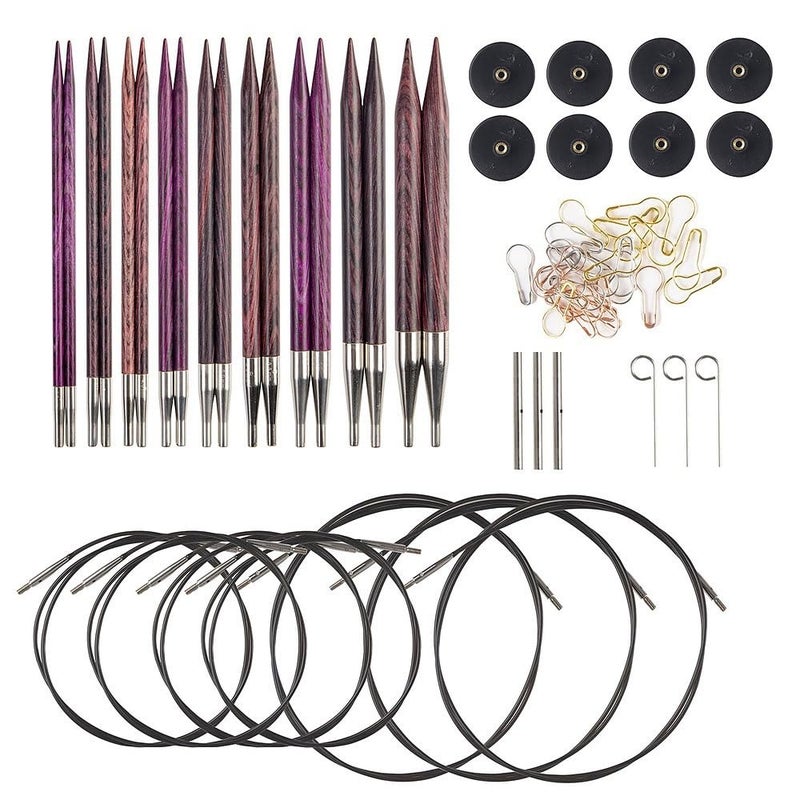KnitPicks Knit Picks Options Wood Interchangeable Knitting Needle Set with Case and Stitch Markers (Royal Purple) - Image 2