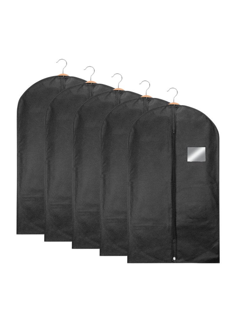 KASTWAVE 5Pcs Black Garment Bags for Storage and Travel, Anti-Moth Protector Suit Cover for men for Wardrobe and Travel Dustproof Clothes Jacket Covers  - Image 1