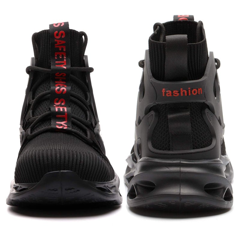 ORISTACO Work Safety Steel Toe Boots, Lightweight Breathable Industrial Construction Boots, High Cut 799 Black 44 - Image 3