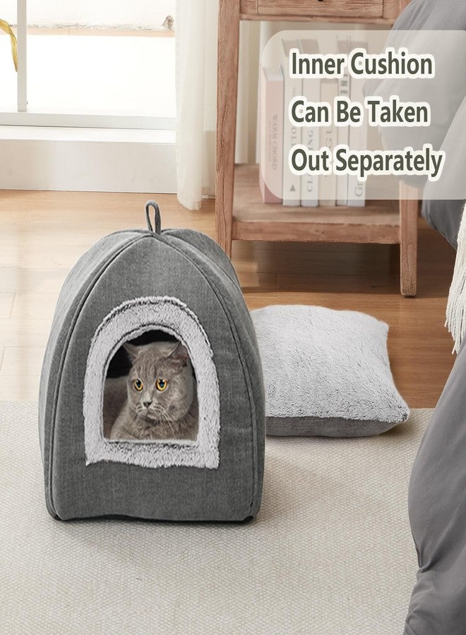 WINDRACING Cat Bed Cave-Cat Beds for Indoor Cats,Kittens and Small Pets,Soft and Warm Cats House Tent Bed,Foldable and Washable with Removable Cushioned and Anti Slip Bottom,Grey 15inches - Image 2