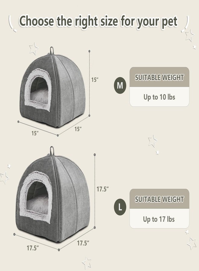 WINDRACING Cat Bed Cave-Cat Beds for Indoor Cats,Kittens and Small Pets,Soft and Warm Cats House Tent Bed,Foldable and Washable with Removable Cushioned and Anti Slip Bottom,Grey 15inches - Image 5