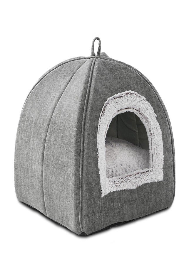 WINDRACING Cat Bed Cave-Cat Beds for Indoor Cats,Kittens and Small Pets,Soft and Warm Cats House Tent Bed,Foldable and Washable with Removable Cushioned and Anti Slip Bottom,Grey 15inches - Image 1