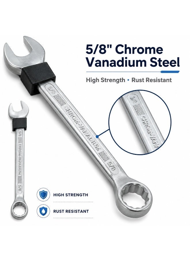 5/8 Combination Wrench, Chrome Vanadium Steel Open End & 12-Point Ring Spanner For Nuts, Bolts, Automotive Repair, Garage, Workshop & DIY Use - Image 2
