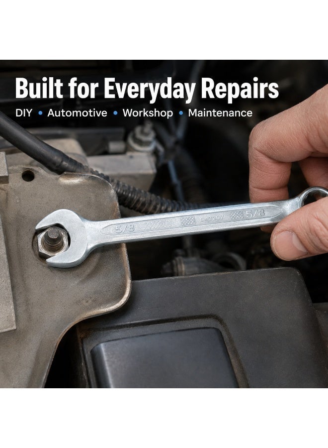 5/8 Combination Wrench, Chrome Vanadium Steel Open End & 12-Point Ring Spanner For Nuts, Bolts, Automotive Repair, Garage, Workshop & DIY Use - Image 5