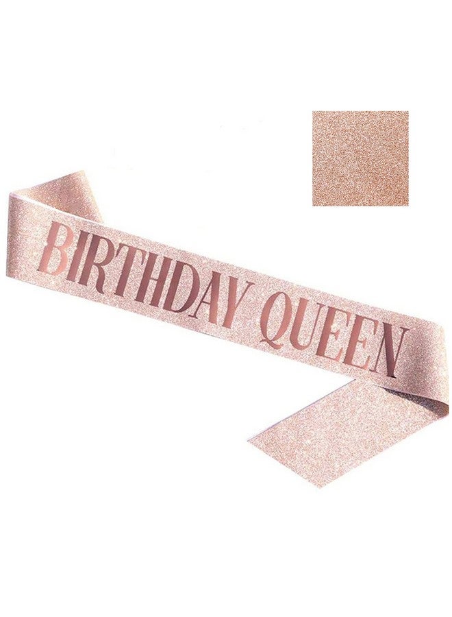 BLUPLE Birthday Queen Sash Rose Gold Birthday Sash For Women Girls Gift, Birthday Decorations Party Favors - Image 1