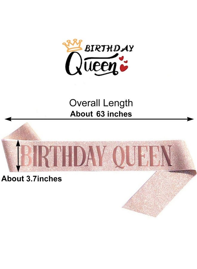 BLUPLE Birthday Queen Sash Rose Gold Birthday Sash For Women Girls Gift, Birthday Decorations Party Favors - Image 2