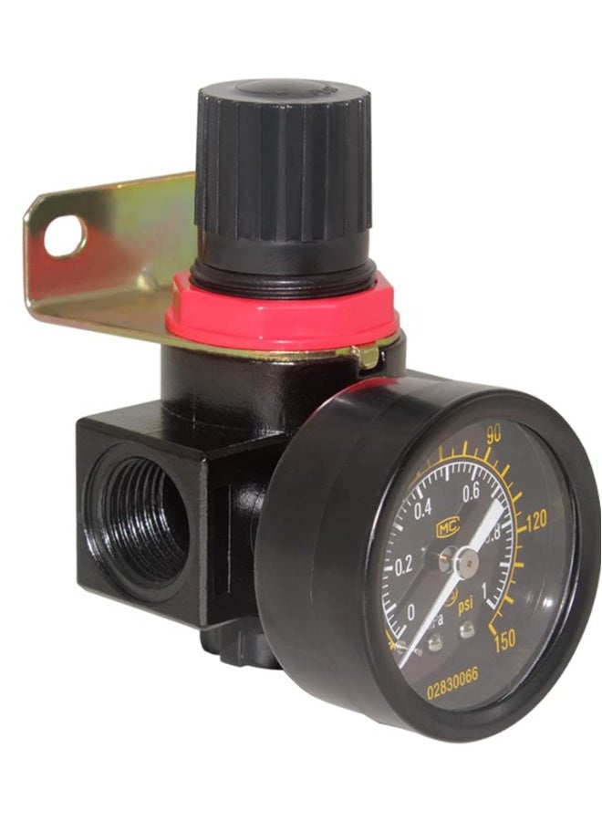 BR2000 Air Compressor Regulator Combo 1/4 NPT with Manual Drain, Gauge, and Mounting Bracket, Precise Air Pressure Control for Efficient Operation - Image 1