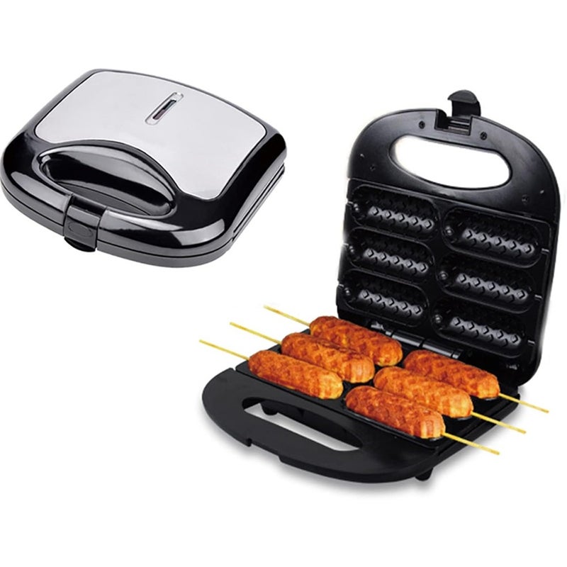 Corn Dog Maker, 6Pcs Waffle Stick 750W Home Electric Hot Machine With Non-Stick Plate, Double-Sided Heating, Easy To Clean, Perfect For Dogs On A Stick, Cheese - Image 1