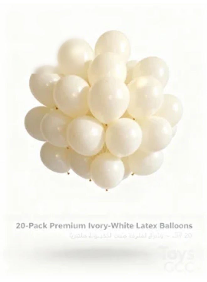 Toys GCC Ivory White Latex Balloons 12 Inch | Thick Non-Transparent Finish | Helium Floating & Air Display | Wedding Arch, Party Backdrop, Event Decoration (20 Pack) - Image 4
