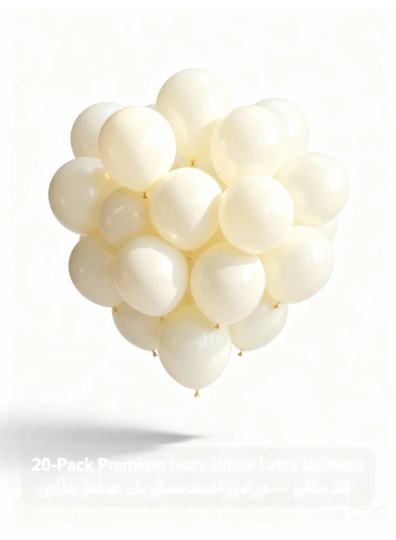 Toys GCC Ivory White Latex Balloons 12 Inch | Thick Non-Transparent Finish | Helium Floating & Air Display | Wedding Arch, Party Backdrop, Event Decoration (20 Pack) - Image 1