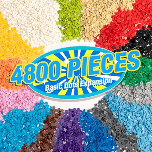 MANNIDOO 4800 Pieces Flat Parts and Pieces 4 Sizes Classic DIY Dots Expansion Set Building Bulk Studs Accessory for Smooth Surface  Compatible with All Major Brands 16 Colors - Image 1