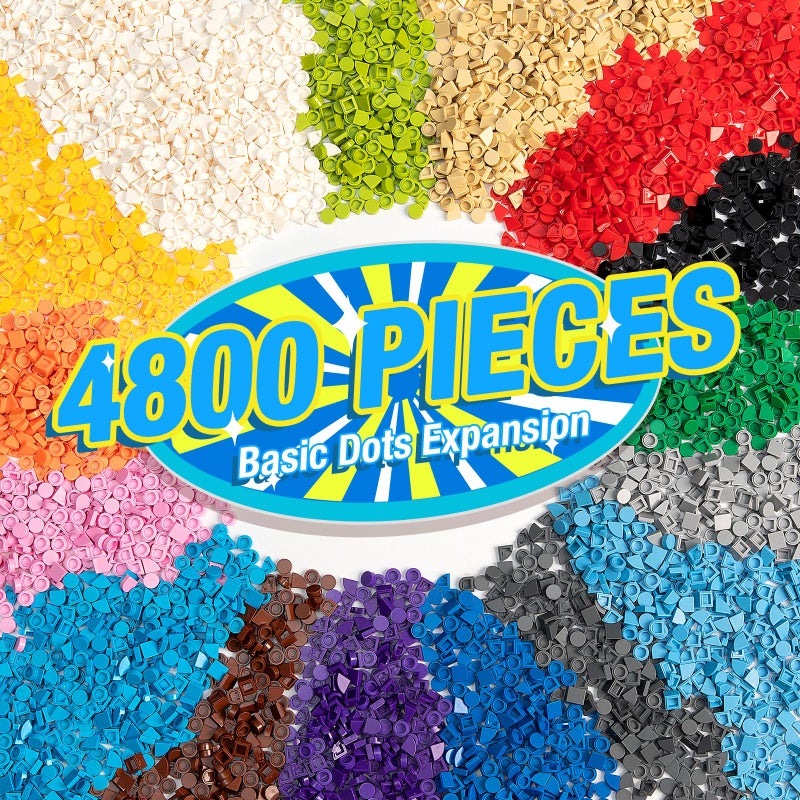 MANNIDOO 4800 Pieces Flat Parts and Pieces 4 Sizes Classic DIY Dots Expansion Set Building Bulk Studs Accessory for Smooth Surface  Compatible with All Major Brands 16 Colors - Image 3