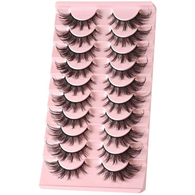 FARRED Cat Eye Lashes Natural Fox Eyelashes 10 Pairs D Curl Wispy False Lash Strips Volume Cateye Fake Eyelash Russian Strip Lashes Natural Look Full PestaÃ±as Sets for MUA and Beginners Makeup - Image 3