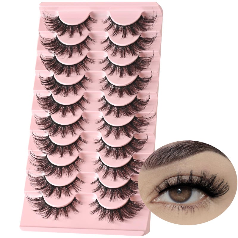 FARRED Cat Eye Lashes Natural Fox Eyelashes 10 Pairs D Curl Wispy False Lash Strips Volume Cateye Fake Eyelash Russian Strip Lashes Natural Look Full PestaÃ±as Sets for MUA and Beginners Makeup - Image 1