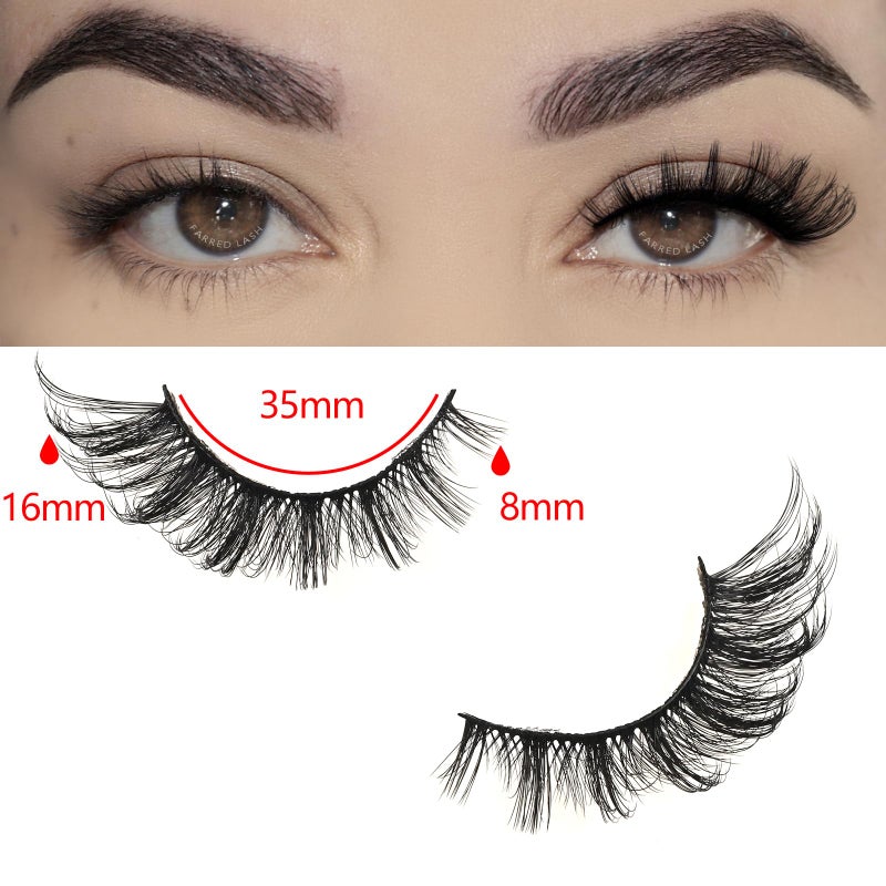 FARRED Cat Eye Lashes Natural Fox Eyelashes 10 Pairs D Curl Wispy False Lash Strips Volume Cateye Fake Eyelash Russian Strip Lashes Natural Look Full PestaÃ±as Sets for MUA and Beginners Makeup - Image 2