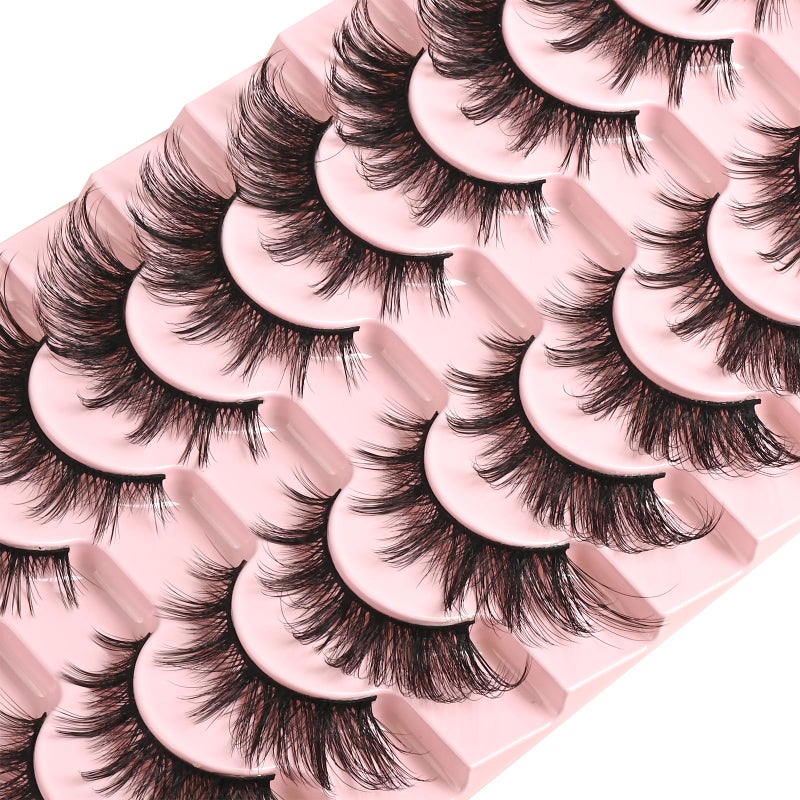 FARRED Cat Eye Lashes Natural Fox Eyelashes 10 Pairs D Curl Wispy False Lash Strips Volume Cateye Fake Eyelash Russian Strip Lashes Natural Look Full PestaÃ±as Sets for MUA and Beginners Makeup - Image 4