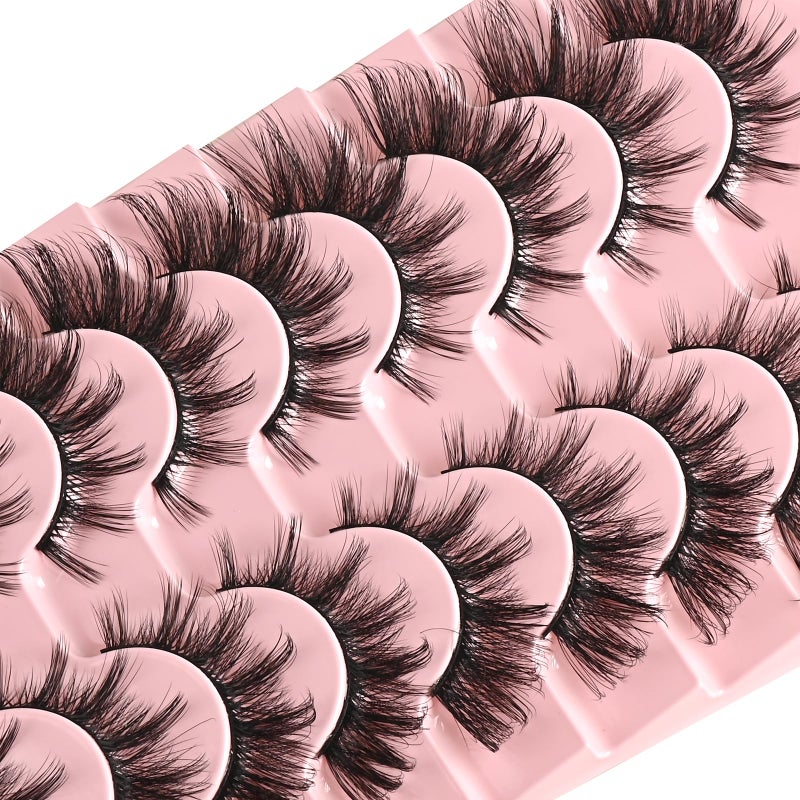 FARRED Cat Eye Lashes Natural Fox Eyelashes 10 Pairs D Curl Wispy False Lash Strips Volume Cateye Fake Eyelash Russian Strip Lashes Natural Look Full PestaÃ±as Sets for MUA and Beginners Makeup - Image 5