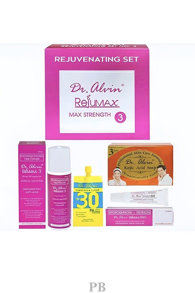 Dr. Alvin RejuMAX Max Strength 3 Rejuvenating Set - Hydroquinone + Tretinoin - For Severe Acne, Pigmentation & Anti-Aging - Image 2