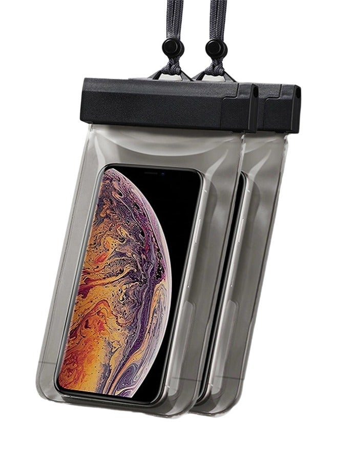 ShebSheb Waterproof Phone Case,waterproof Phone Pouch For Iphone 14 13 12 11 Pro Max Xs Plus Galaxy S22 S21 Ultra ,ipx8 Waterproof Cellphone Dry Bag For Vacation Travel Up To 7.2 Black -2 pack - Image 1