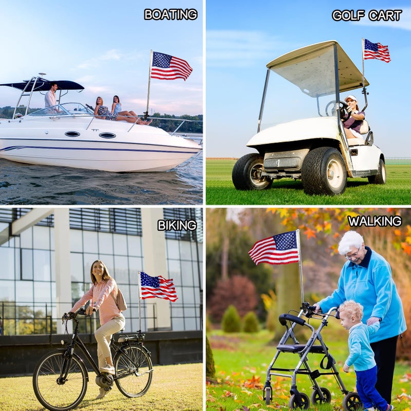 FLAGMESAGE American Boat Flag Pole Kits Marine 12"x18", Stainless Steel Boat Flag Pole with 1x Storage Bag, Adjustable Flagpole Holder with 50 Embroidered Stars American Flag Boat Accessories - Image 4